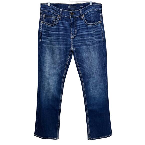 BKE AIDEN Bootcut Jeans Men’s 33x30 Medium Blue Stretch Denim Mid-Rise Buckle - Picture 1 of 10